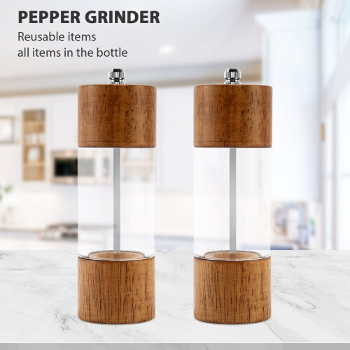 Moedor de Pimenta Moinho de Pimenta Transparente Moedor de Sal NúCleo de Cerâmica Garrafa de Tempero Multiuso Galheta 6 Polegadas 1