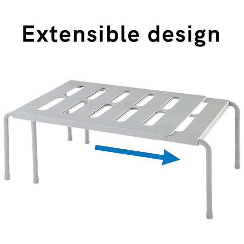 Expandable Kitchen Counter Shelf Organizer , Shelf with Retractable , Multi-Purpose Spice Rack Plastic Organizers White 1