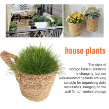Wall Hanging Rattan Basket Planter Indoor Outdoor Hanging Rope Flower Plant Pot Basket Decor,Hanging Flowerpot Basket S