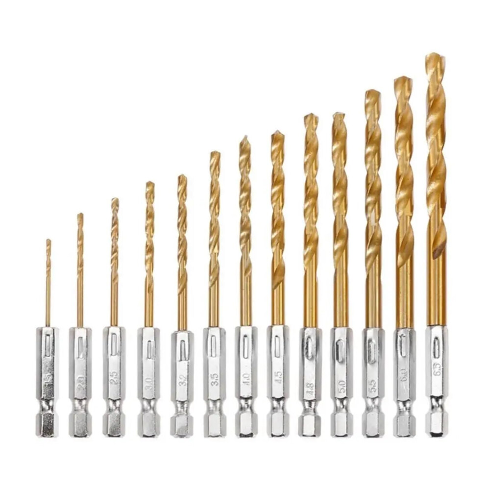 Hex Shank Drill Bit Set 1.5Mm6.5mm Hss 1/4 Inch Twist Bits For Speed Drilling 13Pcs 9189345497834