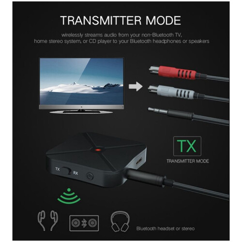 Transmitter Receiver 2-In-1 Stereo Wireless Multifunction Portable Convenient Audio Converter 1