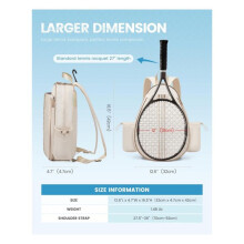 Tennis Bag Comfortable Adjustable Strap Outdoor Sport Bag Tennis Racket Bag for Women Men Tennis Enthusiast Beige