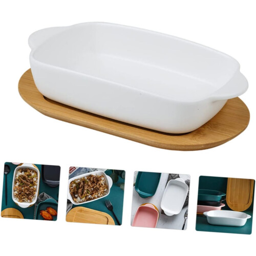 TwoEar Baking Pan Microwave Baking Tray Double Handle For Easy Carry Fruit Plate For Serving Home Decorative Use 2