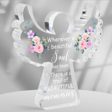 Sympathy Gifts Angel Acrylic Memorial Sign Model 39, Bereavement Decor, Remembrance Dandelion Theme Centerpiece
