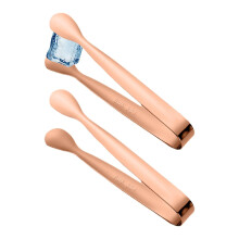 Stainless Steel Ice Tongs Set, 4.3 Inch Rose Gold, Adjustable Curvature for Sugar Cubes and Tea Party