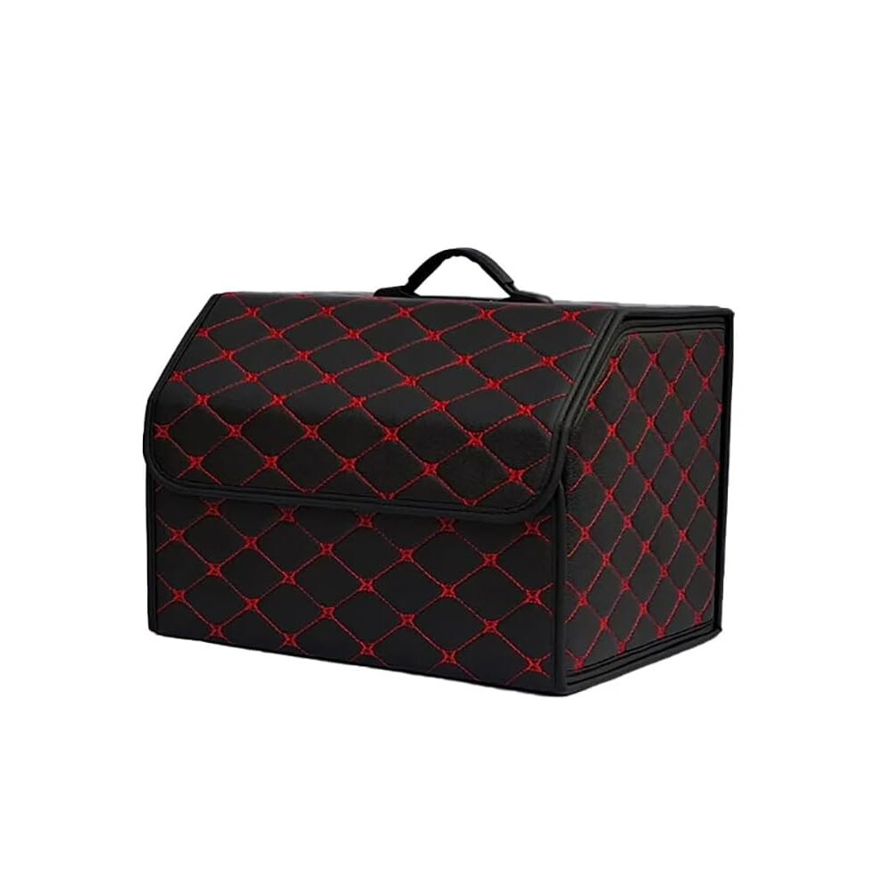 Car Boot Organiser Storage For Suv Waterproof Leather Trunk Organizer Collapsible Mblackred 9347817445374