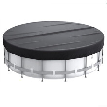 Round Solar Pool Cover For Above Ground Pools, 8 Ft, 210D Polyester, Foldable Drawstring, Silver And Black