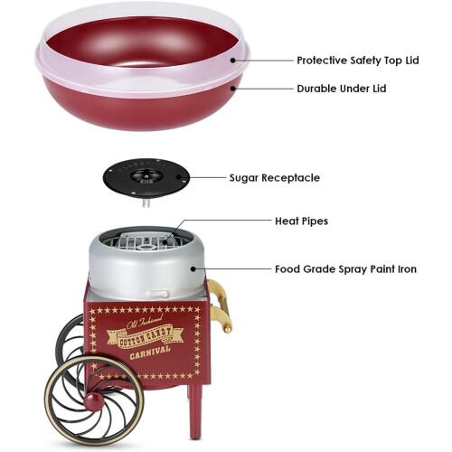 Red Cotton Candy Machine Maker Quick Easy Countertop Setup for Home Parties and Birthdays 2