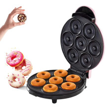 Mini Donut Maker with DoubleSided Heating and NonStick Plates, 7Cavity Electric Pink