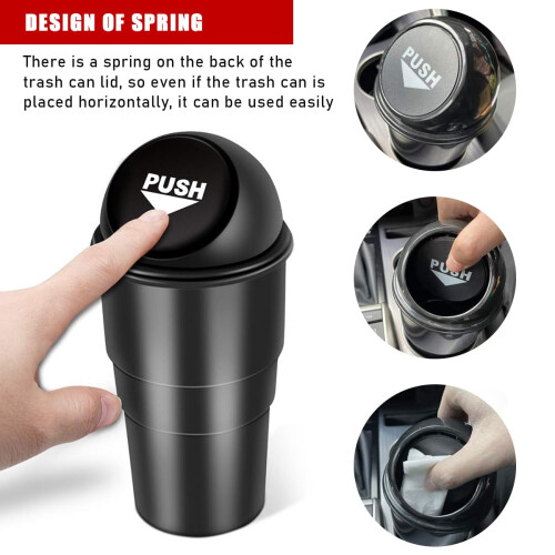 Car Trash Can with Lid, Leakproof Compact Cup Holder Fit, Mini Auto Garbage Bin for Car Interior 1