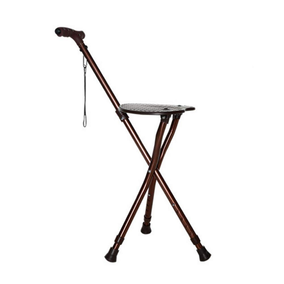 Crutch Stool FoldingSeat FiveSpeed Adjustable ThreeLeg Bracket Travel Aid for Elderly Parents NonSlip Comfort