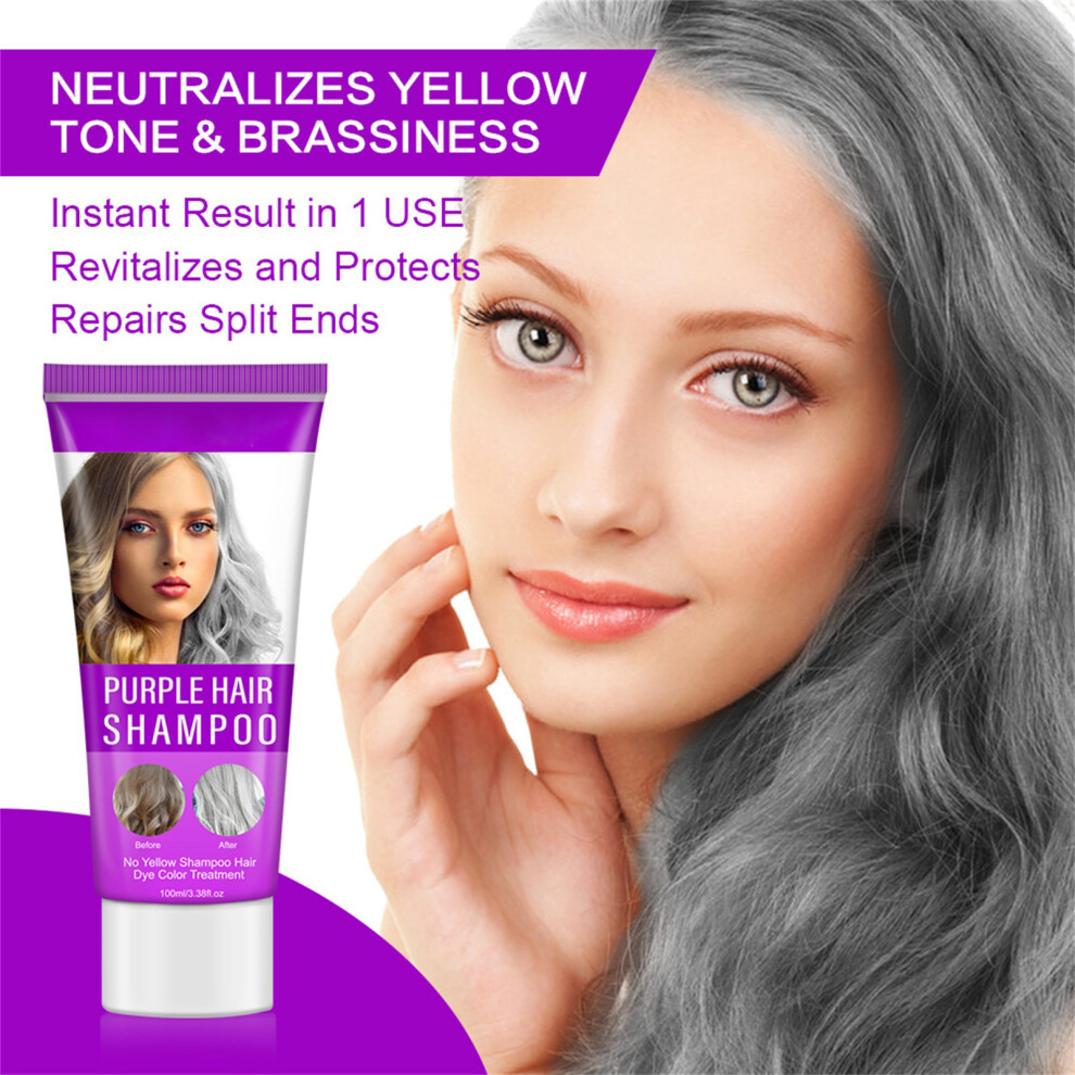 Unisex Yellow,Purple Purple Hair Shampoo Liquid, Moisturizing & Neutralizes Yellow, 250Ml