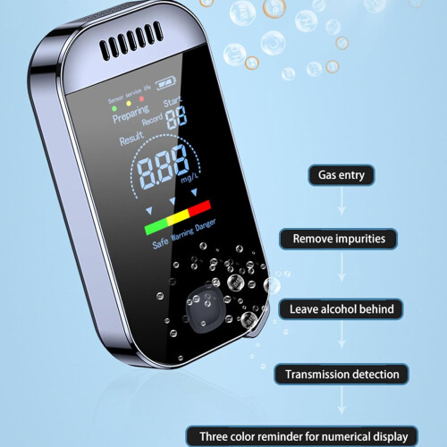 Alcohol Breathalyzer Portable Pocket Digital Testing Device For Night Driving, Road Trips, Compact  Use 2