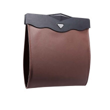 Leather Car Trash Can with Lid and LED Light for Jaguar EPace FPace IPace FType XE XF XJ XType Brown