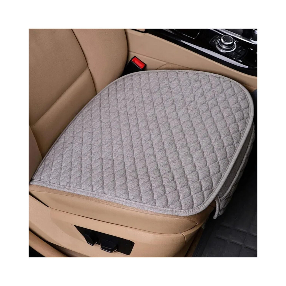 Car Seat Covers Flax Linen Fabric Four Seasons Front And Rear Universal Fit Breathable Protector Gray 9347817339253