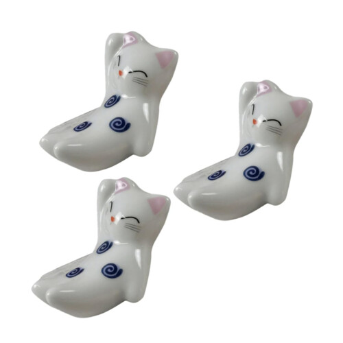 3Pcs Cartoon Ceramic Chopstick Rest Holder 3 Piece Set For Dining Table