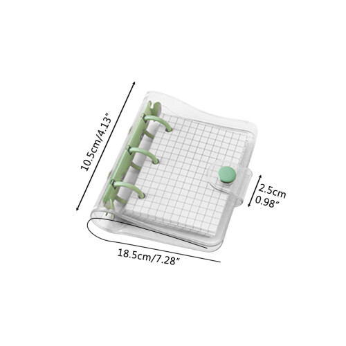 Mini Transparent 3-Ring Binder Cover with Pockets, 18.5x10.5cm 2