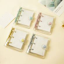 Mini Transparent 3-Ring Binder Cover with Pockets, 18.5x10.5cm
