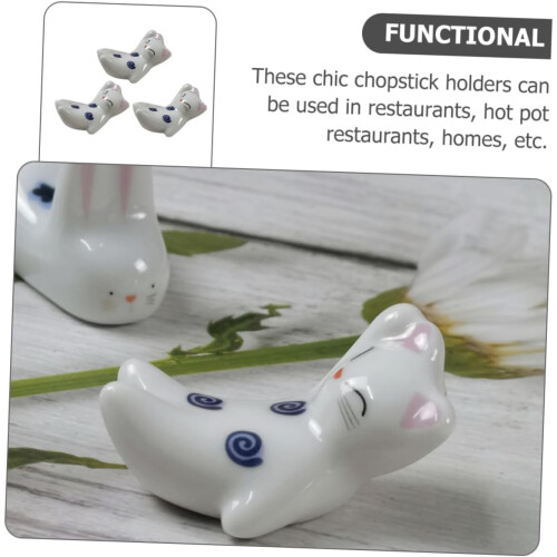 3Pcs Cartoon Ceramic Chopstick Rest Holder 3 Piece Set For Dining Table 2