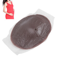 Fake Pregnancy Belly Silicone Shoulder Straps 2-4 Months Brown 35x26x4cm