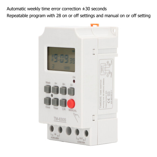 Second Setting Digital Timer Switch TM 630S K 30A ABS 7-Day Programmable 1