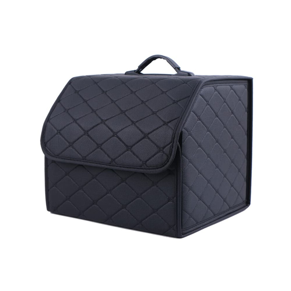 Leather Car Boot Bags Collapsible Storage Box Size M For Mercedes Benz Eqa, Eqb, Eqc, Eqs 300, 350, 400, 450, 580 Black 9347817448771