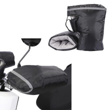 Motorcycle Handlebar Muffs For Men Women Winter Windproof WaterResistant Black With Reflective Stripe Mittens