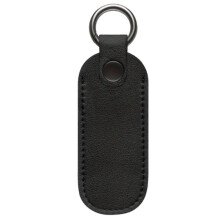 USB Flash Drive Case Leather Dustproof Protector with Stainless Steel Keychain Clip Black