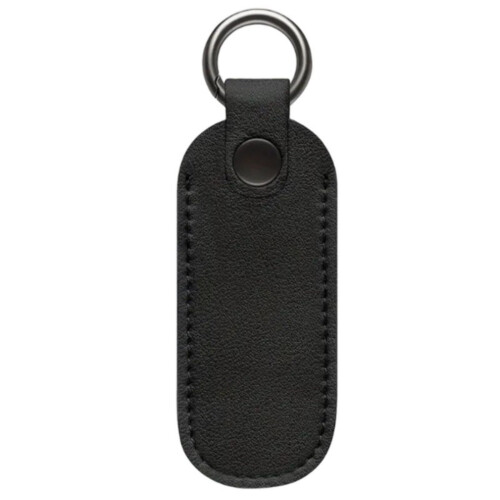USB Flash Drive Case Leather Dustproof Protector with Stainless Steel Keychain Clip Black