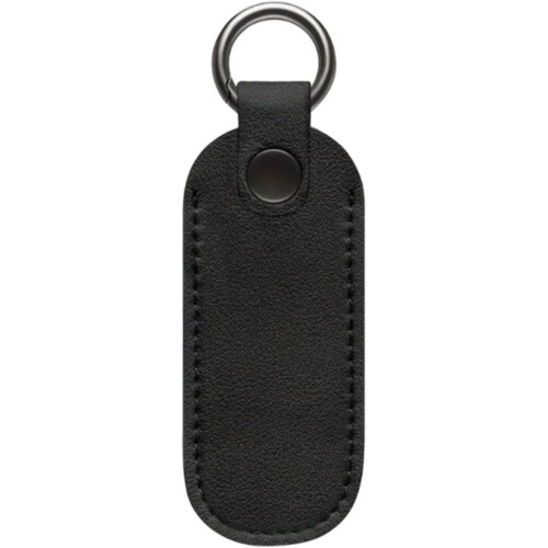 USB Flash Drive Case Leather Dustproof Protector with Stainless Steel Keychain Clip Black 2