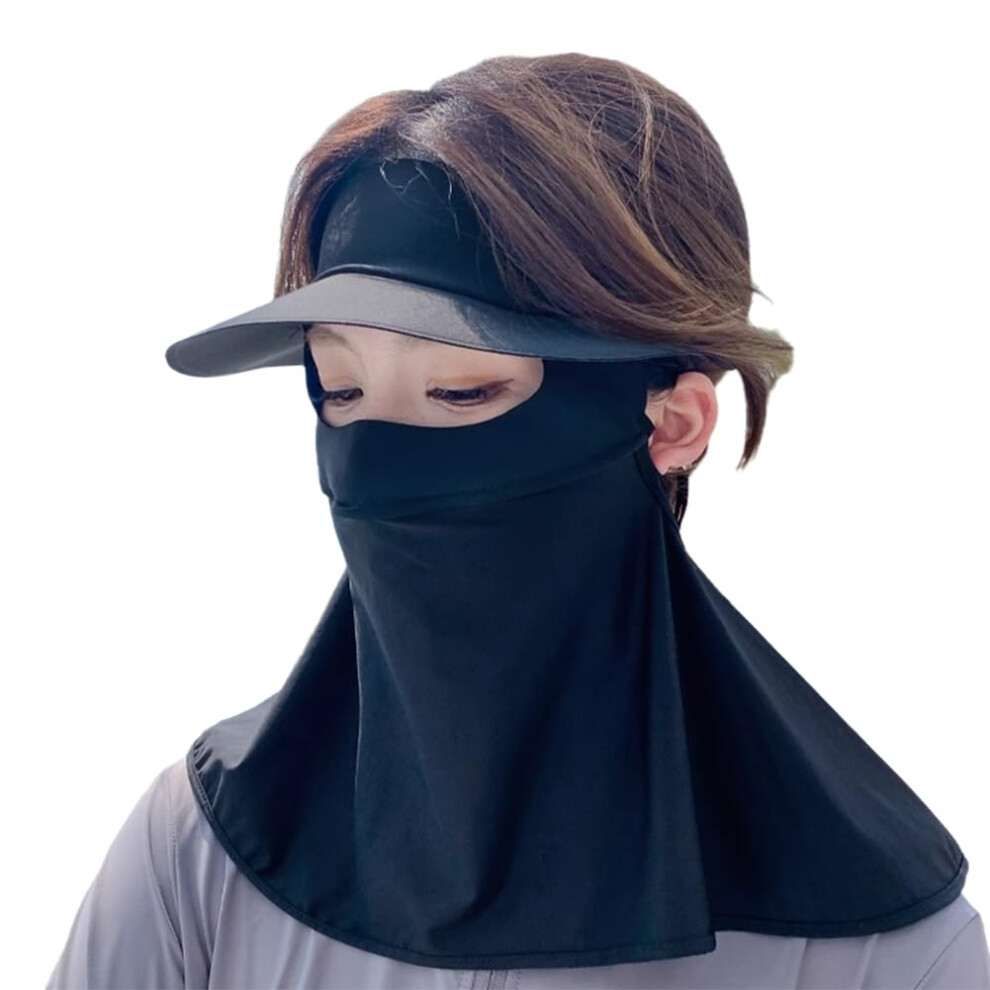 Black Sun Protection Mask Full Face Ice Silk Anti Uv Mask For Cycling Breathing Sunshade Uv Protection Ice Silk Material 9189345478420