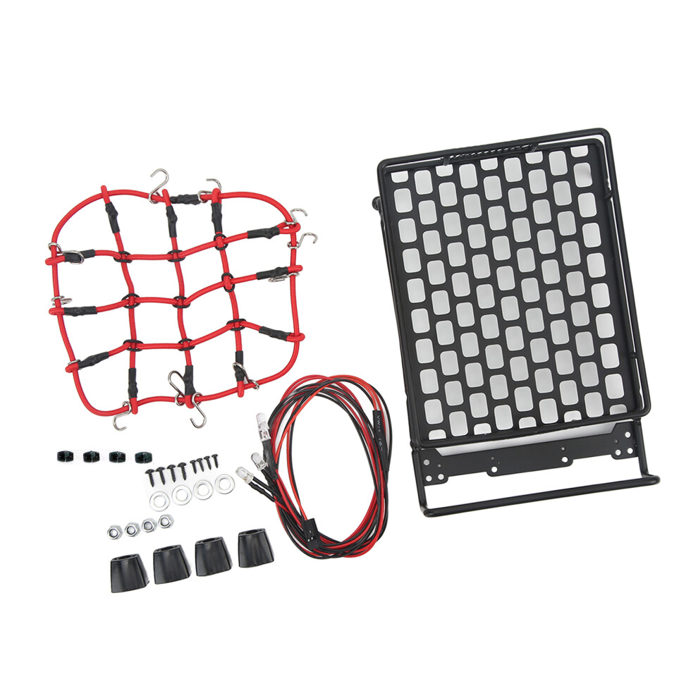 Universal Rc Car Roof Rack With Luggage Net & Led Lights For 1/10-1/14 5041374869164