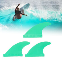 3Pcs PVC Surfboard Fins Thruster Set for Long Boards & Paddle Green