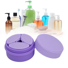 Contenitori per trucco in silicone da viaggio con 3 dispenser, coperchi ermetici e cucchiaio