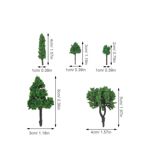 85Pcs Miniature Model Trees Plastic Green for Sand Table Train Scenery 2