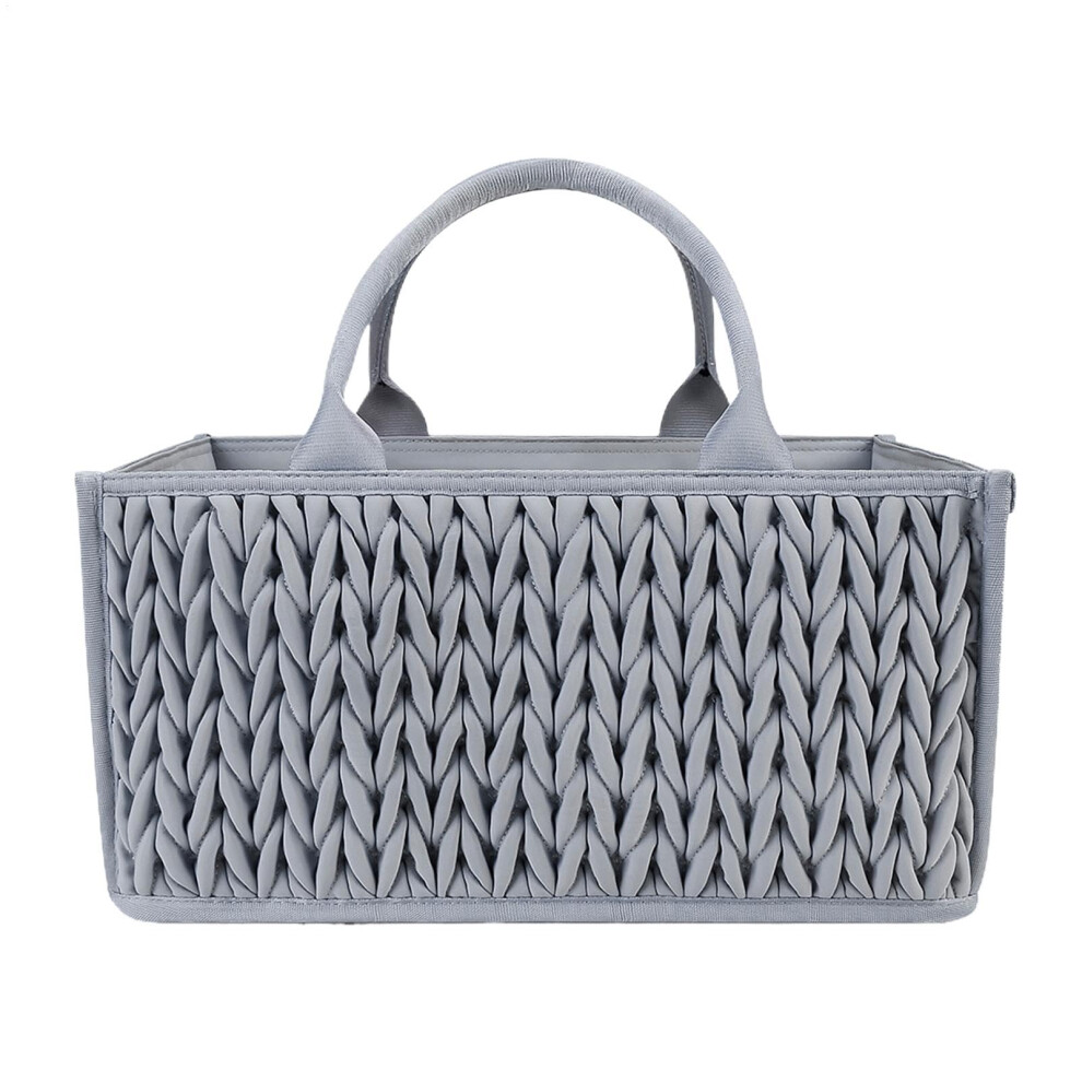 Diaper Stacker Basket Nursery Storage Tote Baby Diaper Holder Newborn Essentials Organizer With Handles Cream Gray Caddy