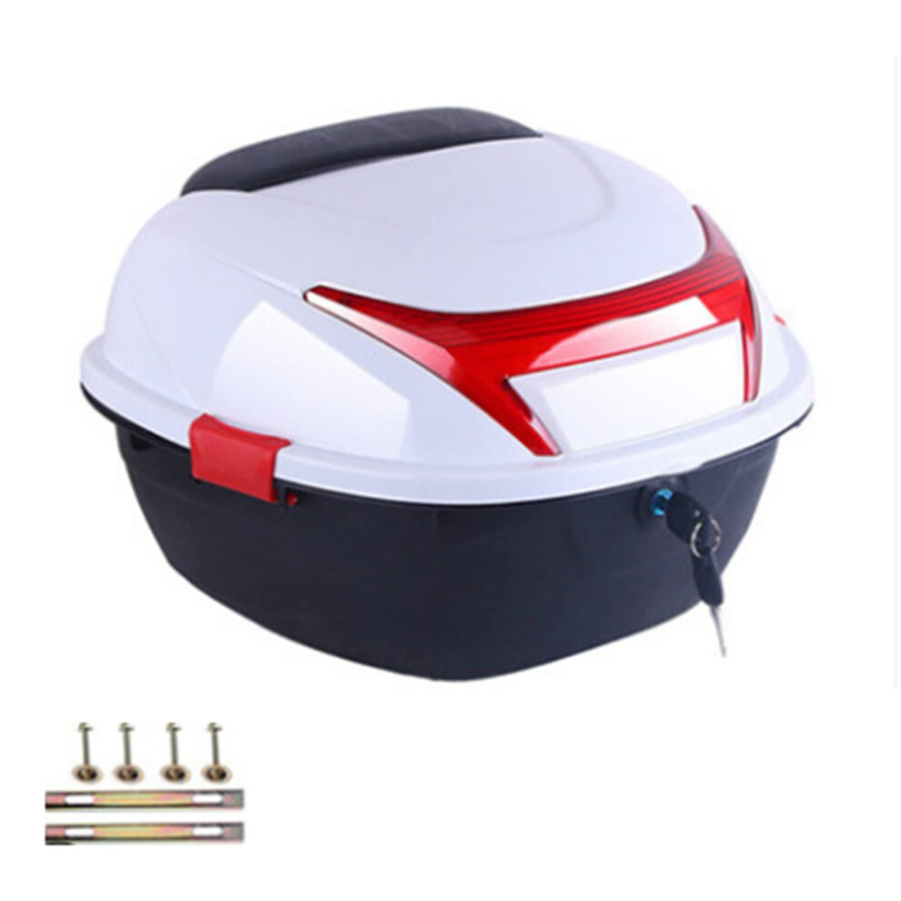 Tail Box Universal For Motorbike Or Scooter Rear Box Helmet Luggage Storage Case Large Capacity Size L White 9189345502347