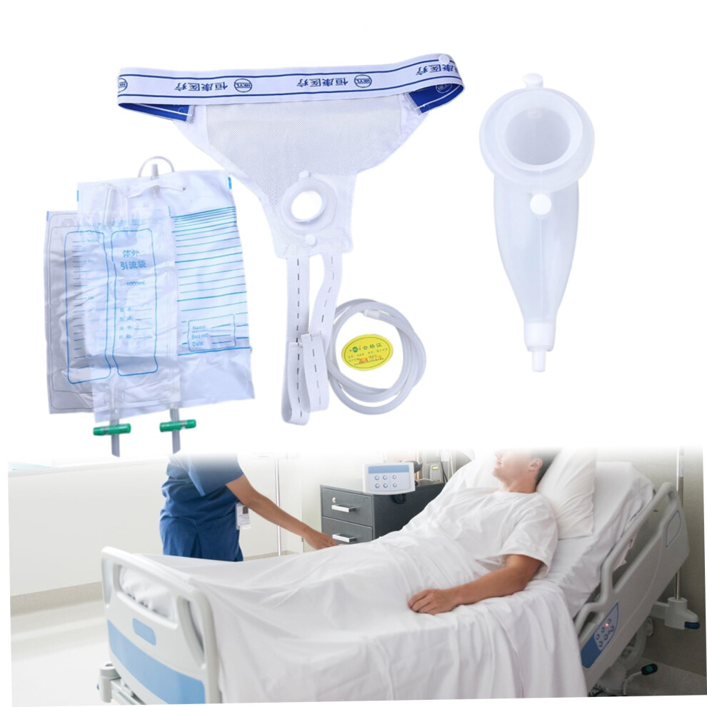 External Catheter for Men, Breathable Silicone Male Urine Collector with 1000ml & 2000ml Reusable Portable Bags