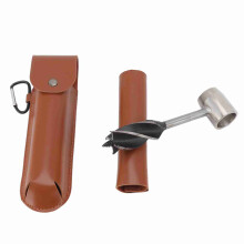 Manual Wood Auger Wrench, Steel & PU Leather, 160mm Length