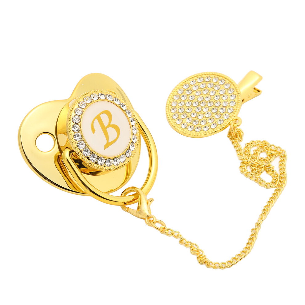 Healthy Bling Pacifier With Clips Ergonomic Design For Babies 6-18M Golden