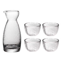 Sake Set Japanese Style Hammer Pattern Sake With Pot And Cups Transparent Odorless Glassware For Home Entertaining