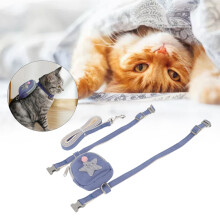 Blaues verstellbares, ausbruchsichertes Katzen-Geschirrhalsband für kleine Katzen, L