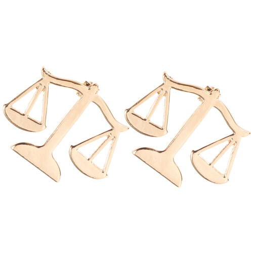 2Pièces Épingles Dorées Balance Justice Broche