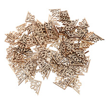 300Pcs Wooden Corner Applique Beige DIY Decorative Wood Carved Decals