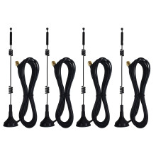 Antena Wi-Fi de Banda Dupla de Longo Alcance (4 Unidades), Conector RP-SMA 9Dbi 2,4GHZ 5GHZ 5,8GHZ com Base MagnéTica