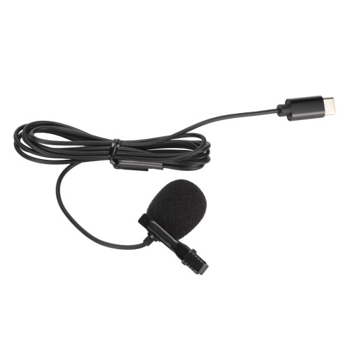Type C Lavalier Microphone with Noise Cancellation, 1.5m Wired Lapel Mic