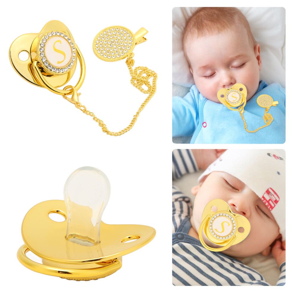 Ergonomic Pacifier Bpa Free With Clips For 6-18 Months Baby Golden