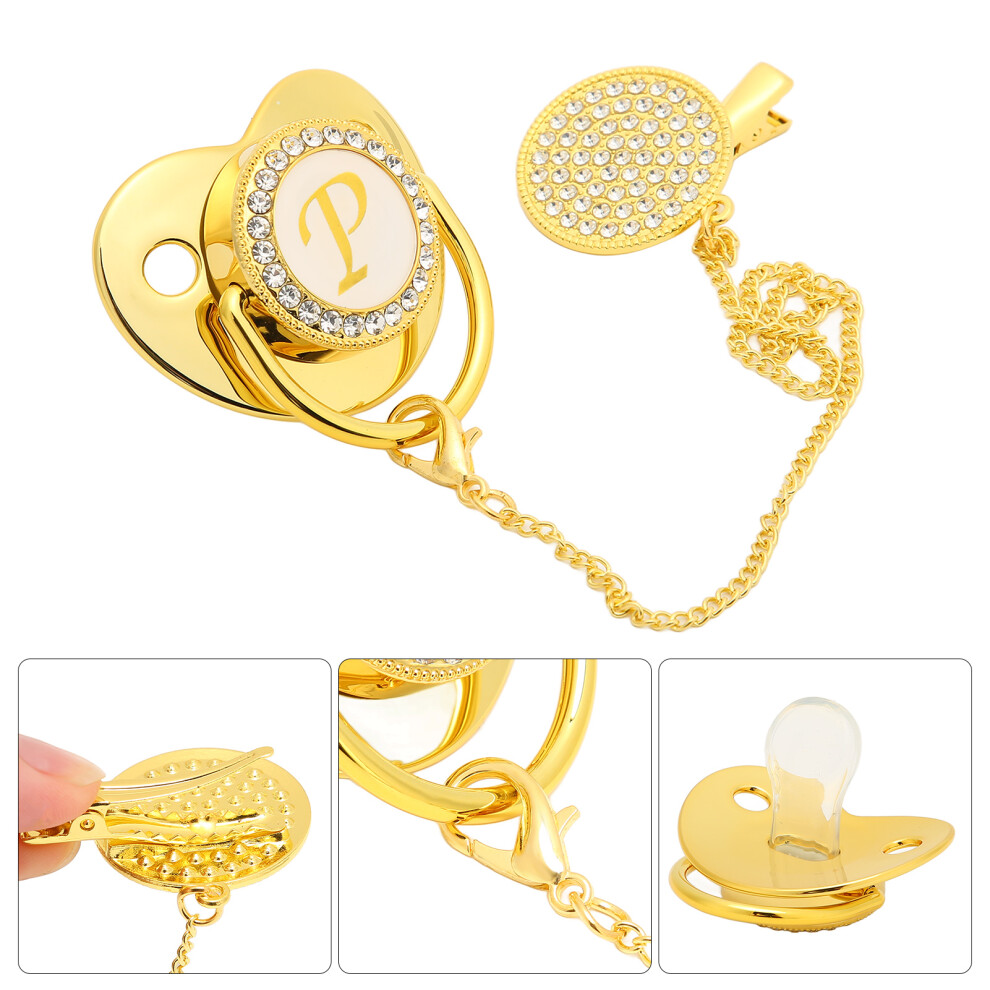 Golden Baby Pacifier 26 Letters Curved Design for 6-18 Months