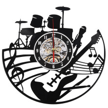 Chitarra Wall Art Orologio Da Parete Strumento Musicale Decorazioni per La Casa Interno Muro Orologio Da Parete nel Vinile Orologio Da Parete Rock N