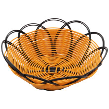 Cesta Trenzada de PláStico de 7 Pulgadas Soporte de Contenedor de Galletas de Frutas y Verduras negro y naranja